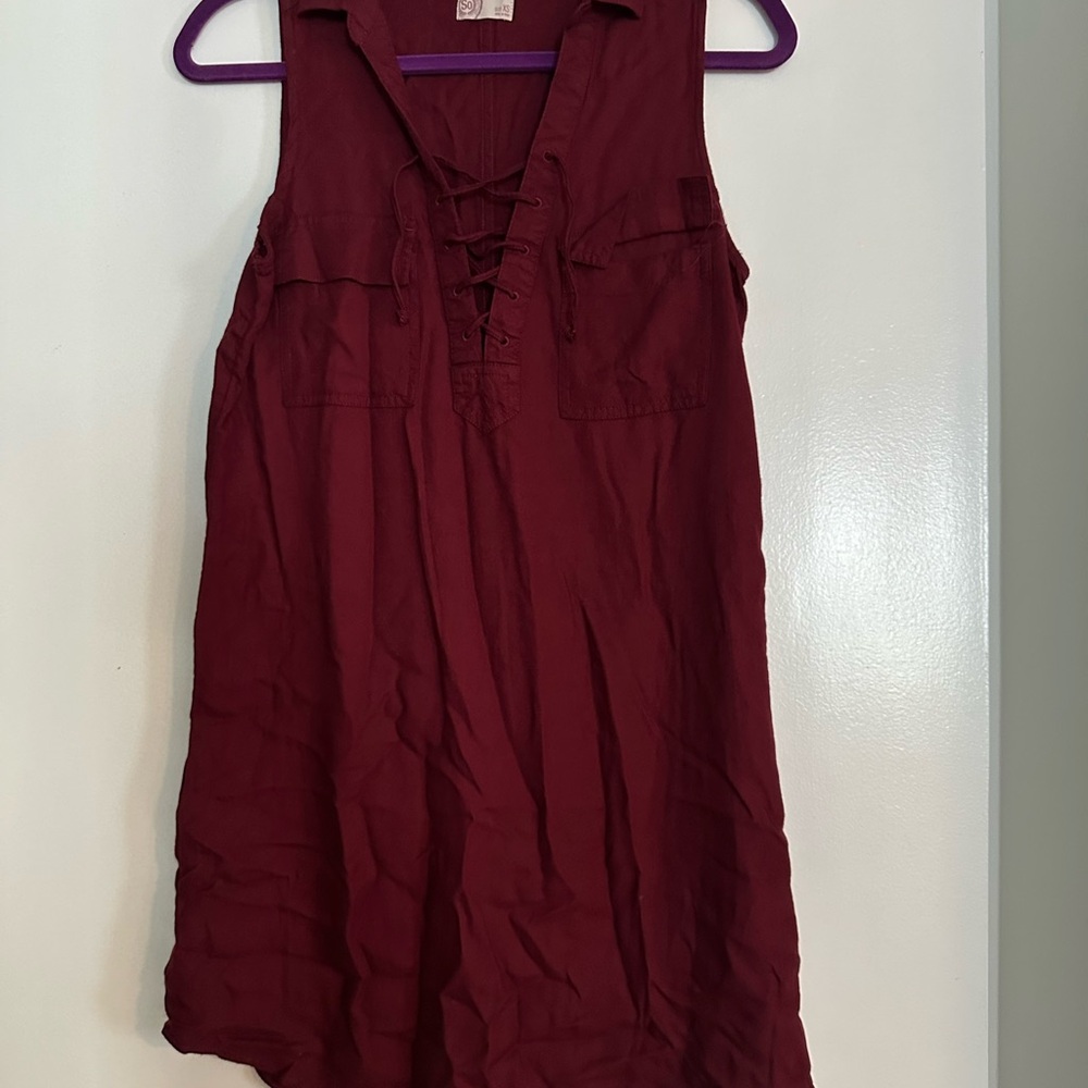SO Red Sleeveless Relaxed Dress
